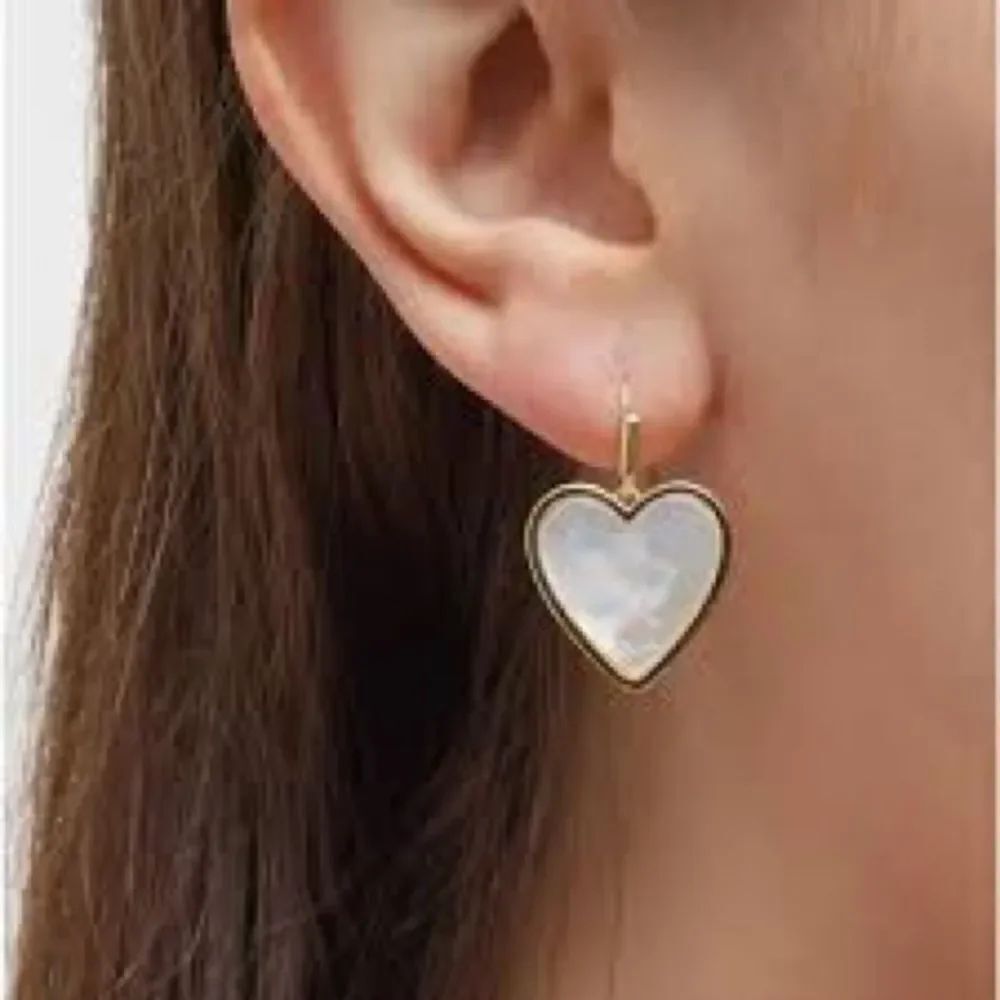 J. Crew Gold and Mother of Pearl Heart Earrings